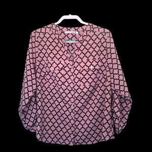 Notations Lightweight Geometric Pattern Plus Size Collarless Top, Size 1X